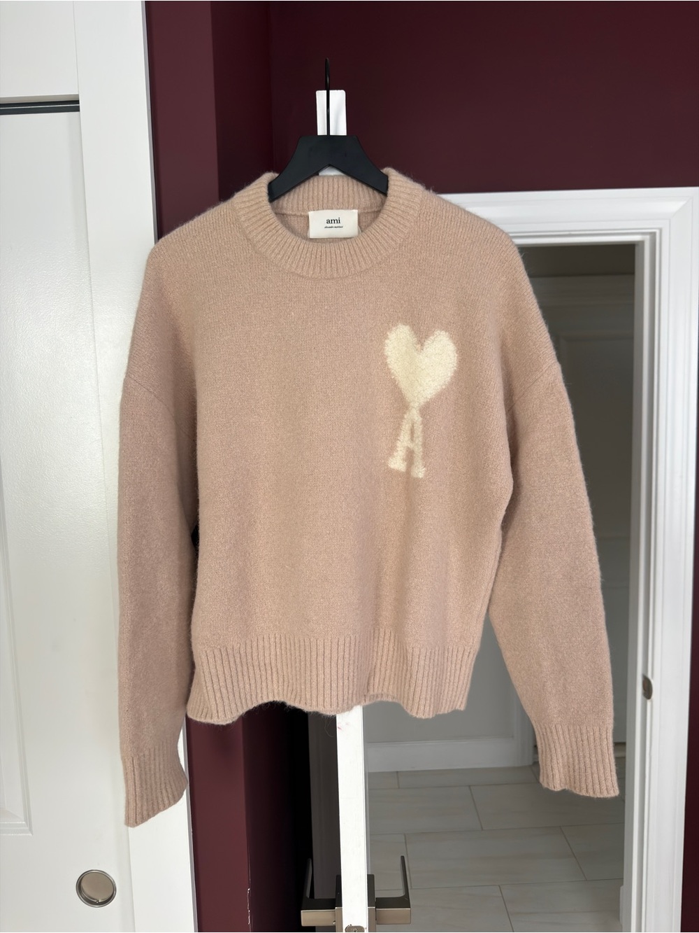 AMI Paris Alpaca & Wool Pink Sweater